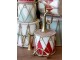 Červeno-bílý vánoční dřevěný buben s kůží Drum Vintage - Ø 15*12 cm Chic Antique