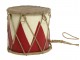 Červeno-bílý vánoční dřevěný buben s kůží Drum Vintage - Ø 15*12 cm Chic Antique
