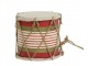 Červeno-bílý vánoční dřevěný buben s kůží Drum Vintage - Ø 11*10 cm Chic Antique