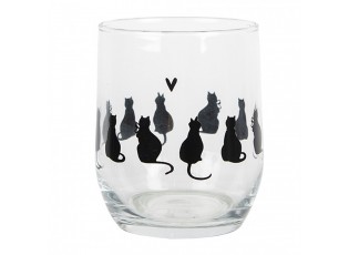 Sklenička na vodu s kočkami a srdíčkem Dog&Cat - Ø 8*9 cm / 300 ml