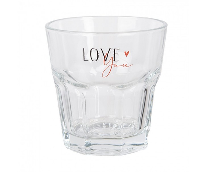 Sklenička se srdíčkem Love you Heart & Smile - Ø 8*8 cm / 200 ml Clayre & Eef