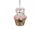 Růžovo-zlatá vánoční ozdoba Cupcake - Ø 5 * 6 cm Clayre & Eef