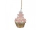 Růžovo-zlatá vánoční ozdoba Cupcake - Ø 5*8 cm Clayre & Eef