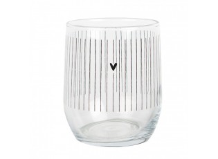 Sklenička se srdíčkem a proužky Lovely Day - Ø 8*9 cm / 300 ml