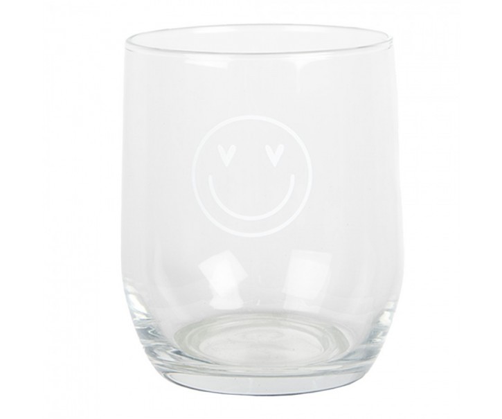 Sklenička se smajlíkem Heart & Smile - Ø 8*9 cm / 300 ml Clayre & Eef