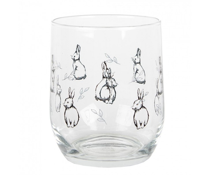 Sklenička na vodu s králíčky - Ø 8*9 cm / 300 ml Clayre & Eef