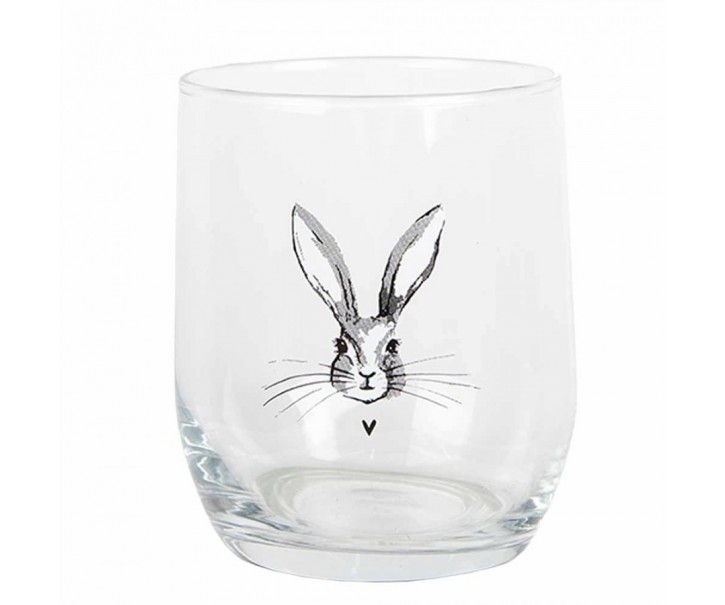 Sklenička na vodu s králíčkem - Ø 8*9 cm / 300 ml Clayre & Eef