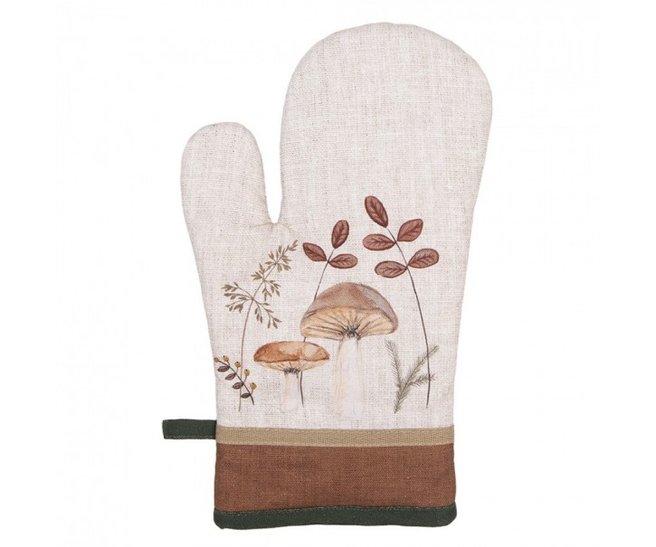 Béžová chňapka - rukavice s houbičkami Little Forest Jewels - 18*30 cm Clayre & Eef