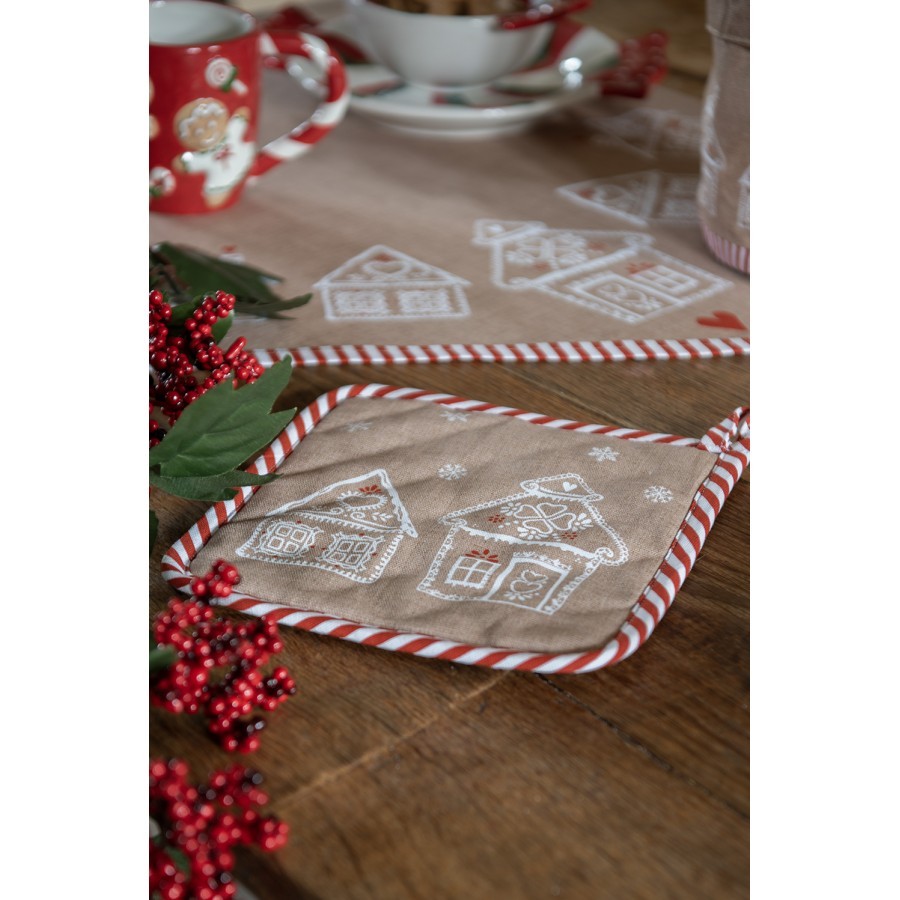 Chňapka s perníkovými chaloupkami Gingerbread Bliss - 20*20 cm Clayre & Eef Chňapka s perníkovými chaloupkami Gingerbread Bliss - 20*20 cm Clayre & Eef