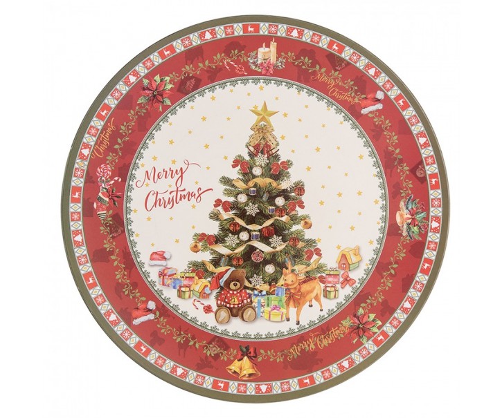 Vánoční talíř/podnos se stromkem Merry Christmas - Ø 33 * 1 cm Clayre & Eef
