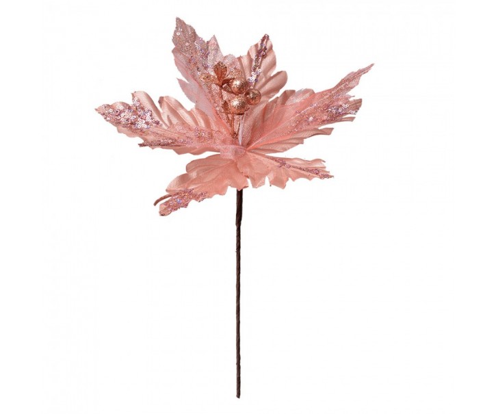 Růžová umělá rostlina vánoční hvězda Poinsettia - Ø 25*38 cm Clayre & Eef