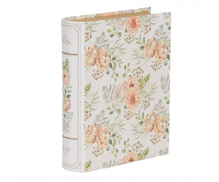 Bílý úložný box s květy ve tvaru knihy Book Van - 17*14*5 cm Clayre & Eef