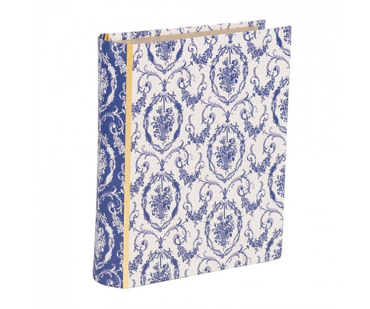 Bílo-modrý úložný box s květy ve tvaru knihy Book Van - 17*14*5 cm Clayre & Eef