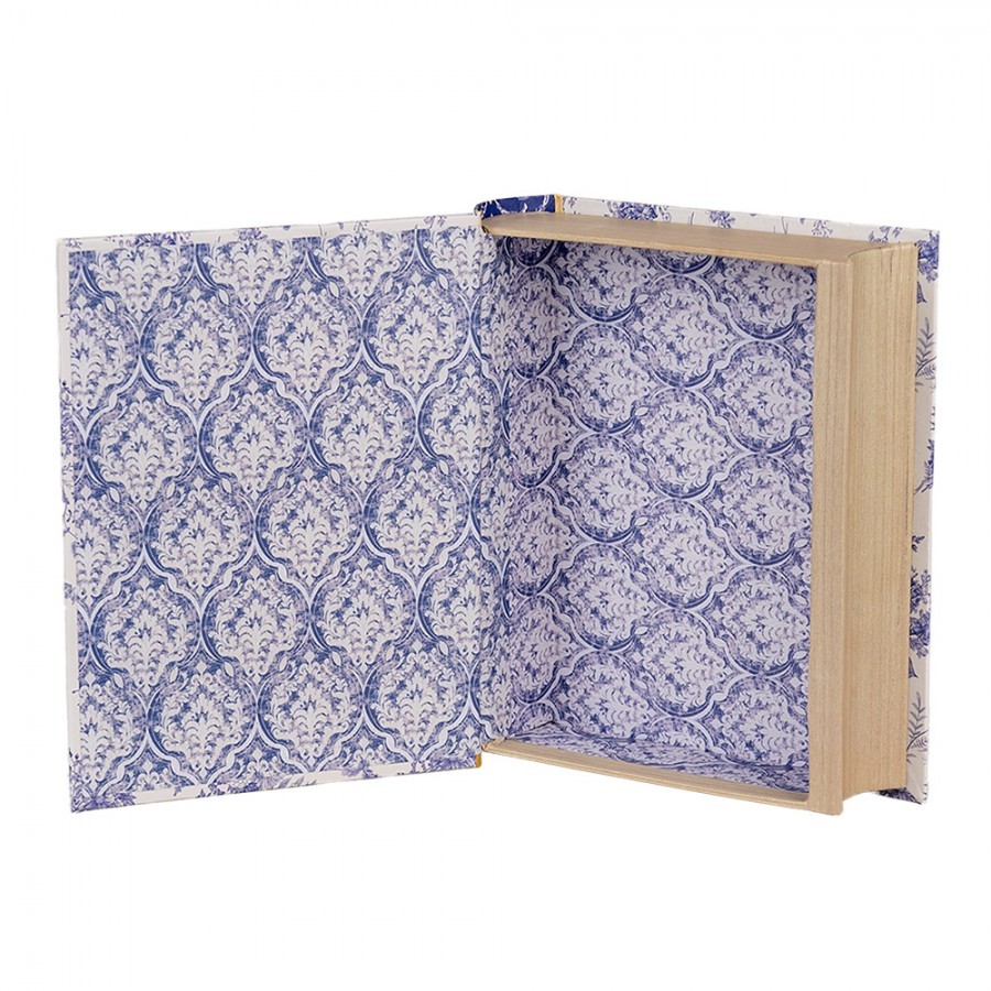 Bílo-modrý úložný box s květy ve tvaru knihy Book Van - 17*14*5 cm Clayre & Eef Bílo-modrý úložný box s květy ve tvaru knihy Book Van - 17*14*5 cm Clayre & Eef