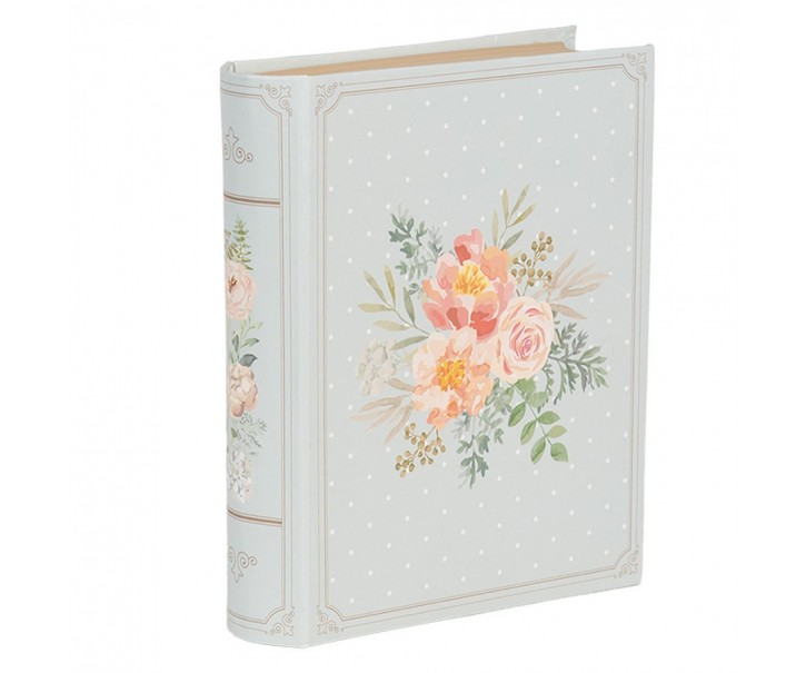 Modrý úložný box s květy ve tvaru knihy Book Van - 17*14*5 cm Clayre & Eef