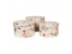3ks béžový kulatý box s květy - Ø 24*16 / Ø 22*15 / Ø 21*13 cm Clayre & Eef