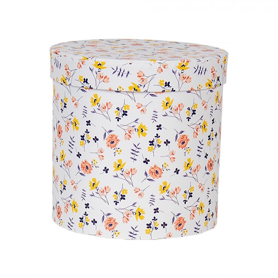 3ks bílý kulatý box s jemnými květy - Ø 19*19 / Ø 17*17 / Ø 15*15 cm Clayre & Eef 3ks bílý kulatý box s jemnými květy - Ø 19*19 / Ø 17*17 / Ø 15*15 cm Clayre & Eef
