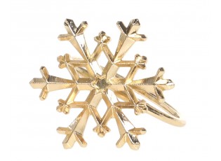 Mosazný antik kovový kroužek na ubrousek s vločkou Snowflakes - 4*4*4 cm