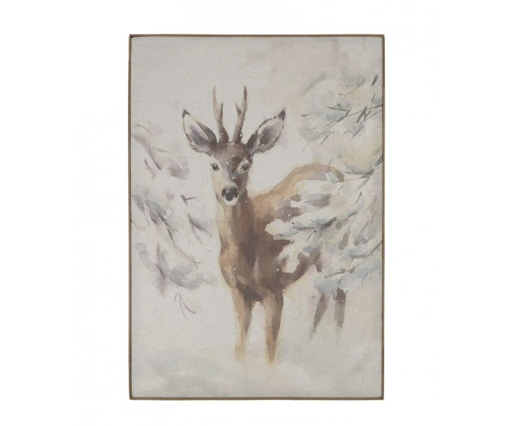 Nástěnná mapa srnec na plátně Deer - 53*3,5*77 cm Chic Antique