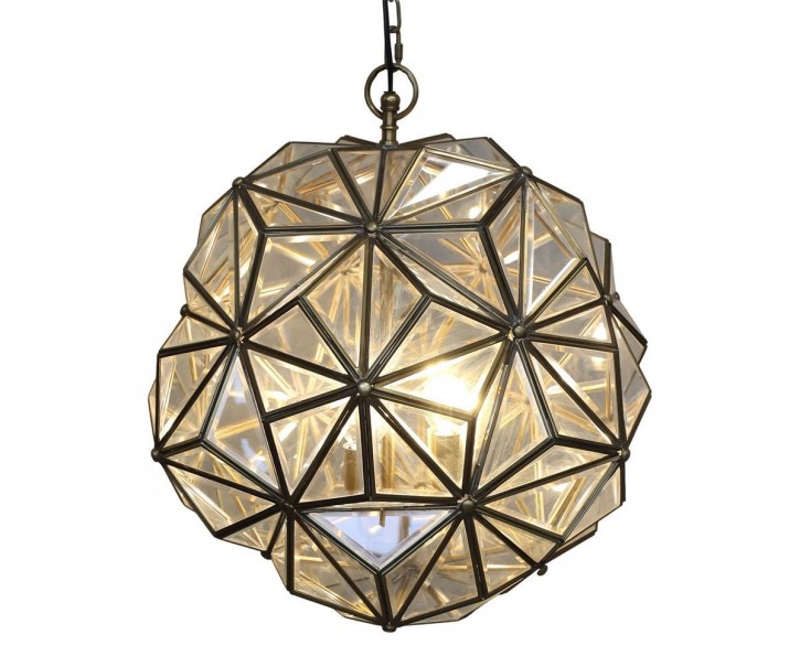 Mosazno-skleněný antik lustr Glassio - 43*51 cm/ E14/ 8W Chic Antique