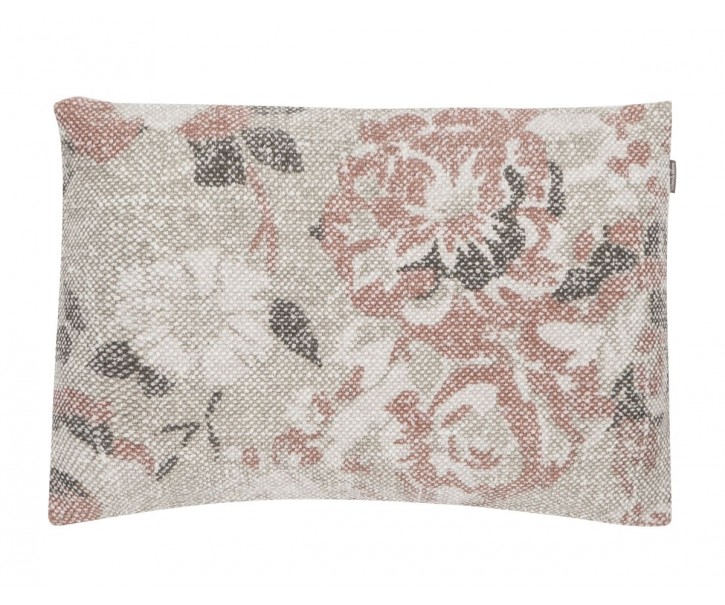 Šedo-červený polštář s květy Vintage - 35*50 cm Mars & More 