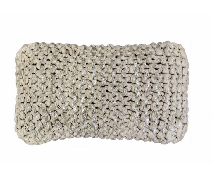 Béžovo-stříbrný polštář s velkými oky Kian Rope - 30*50 cm Mars & More 