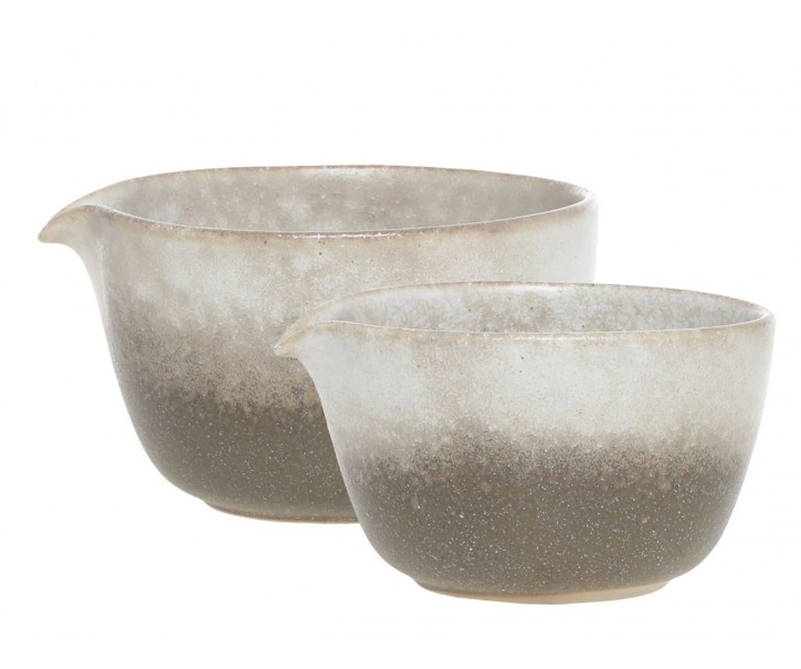 2ks béžovo-šedá miska Valence Dusty Stone - Ø 11*6/ Ø 10*5,5cm / 274ml / 155ml Chic Antique