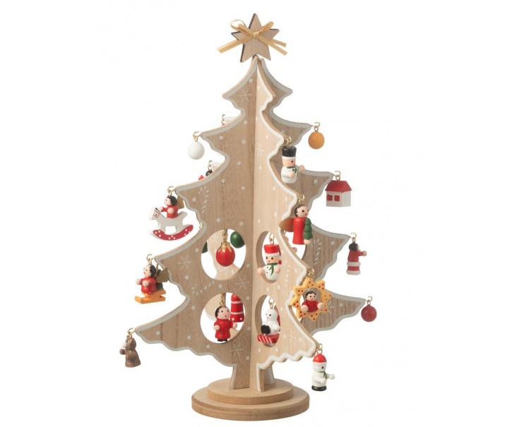Dřevěný skládací stromek s ozdobami Christmas Tree - Ø 20*25 cm J-Line by Jolipa