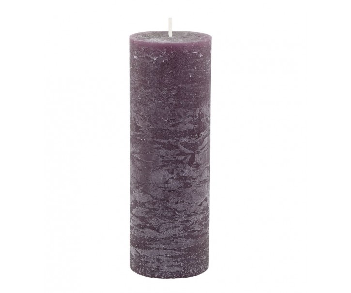 Fialová široká svíčka Macon Rustic plum - Ø 7*20cm/ 80h Chic Antique