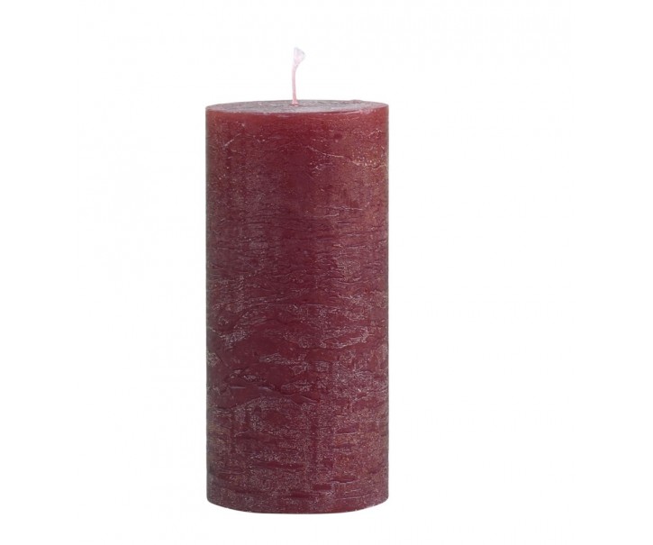 Červená široká svíčka Macon Rustic red - Ø 7*15cm/ 60h Chic Antique