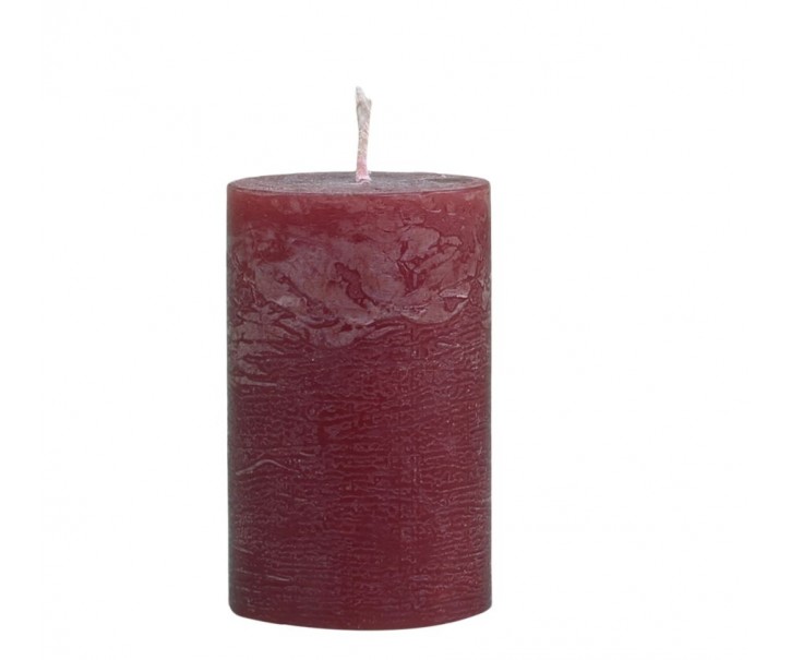 Červená široká svíčka Macon Rustic red - Ø 5*8cm/ 16h Chic Antique