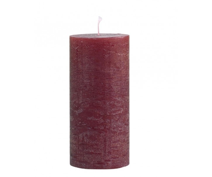 Červená široká svíčka Macon Rustic red - Ø 7*20cm/ 80h Chic Antique