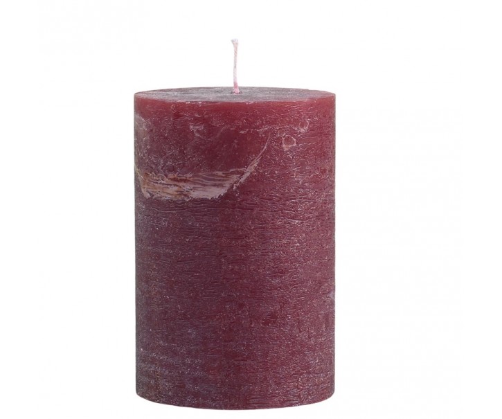 Červená široká svíčka Macon Rustic red - Ø 10*15cm/ 90h Chic Antique