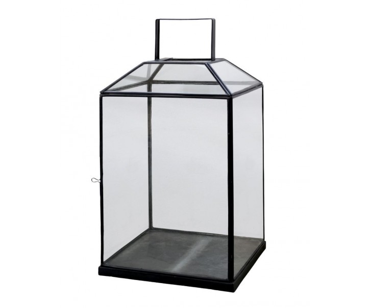Černá antik kovová lucerna Factory L - 32*32*60 cm Chic Antique