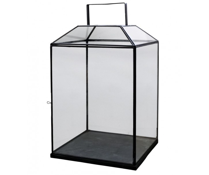 Černá antik kovová lucerna Factory XL - 42*42*72 cm Chic Antique
