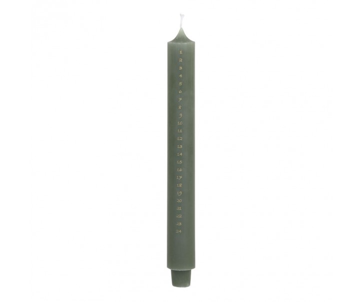 Zelená adventní svíčka s čísly 1-24 Advent Candle - Ø 3*29cm / 20h Chic Antique