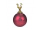 Červená antik skleněná vánoční koule s jelenem Deer - Ø10* 16 cm Mars & More 