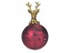 Červená antik skleněná vánoční koule s jelenem Deer - Ø8* 14 cm Mars & More 