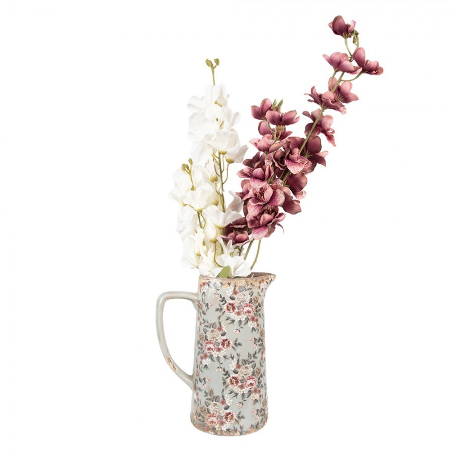 Zelený keramický dekorační džbán s květy Floria L - 21*14*26 cm Clayre & Eef Zelený keramický dekorační džbán s květy Floria L - 21*14*26 cm Clayre & Eef