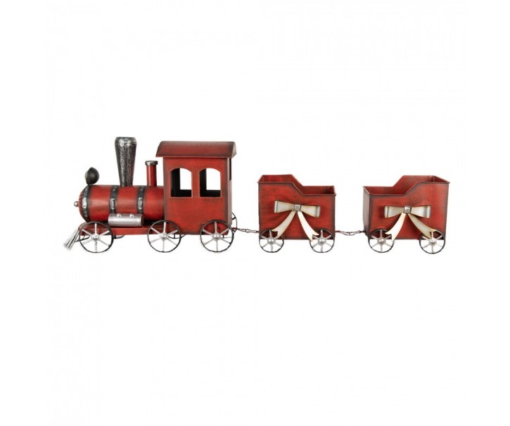 Červená antik kovová dekorace vláček Train - 94*18*28 cm Clayre & Eef