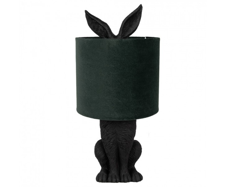 Černá stolní lampa králík s tmavě zeleným stínidlem Rabbi - Ø 20*43 cm Clayre & Eef