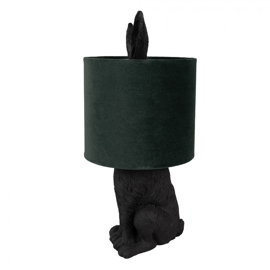 Černá stolní lampa králík s tmavě zeleným stínidlem Rabbi - Ø 20*43 cm Clayre & Eef Černá stolní lampa králík s tmavě zeleným stínidlem Rabbi - Ø 20*43 cm Clayre & Eef