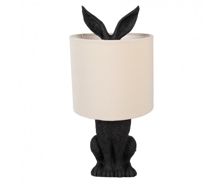 Černá stolní lampa králík s bílým stínidlem Rabbi - Ø 20*43 cm Clayre & Eef