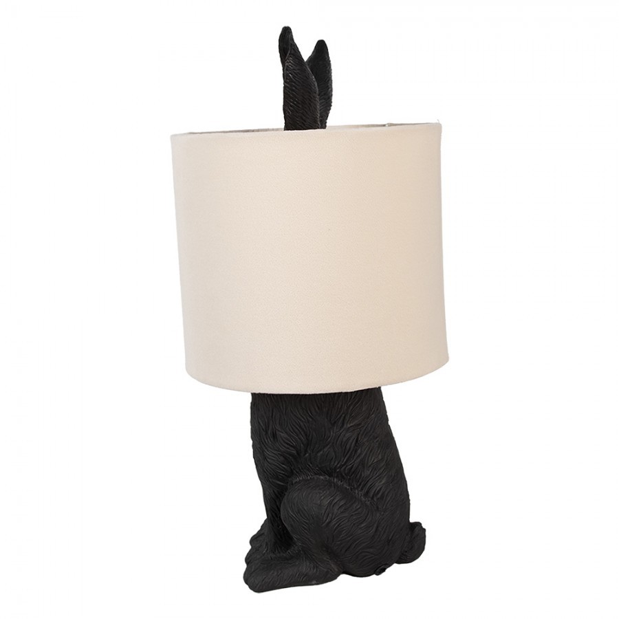 Černá stolní lampa králík s bílým stínidlem Rabbi - Ø 20*43 cm Clayre & Eef Černá stolní lampa králík s bílým stínidlem Rabbi - Ø 20*43 cm Clayre & Eef