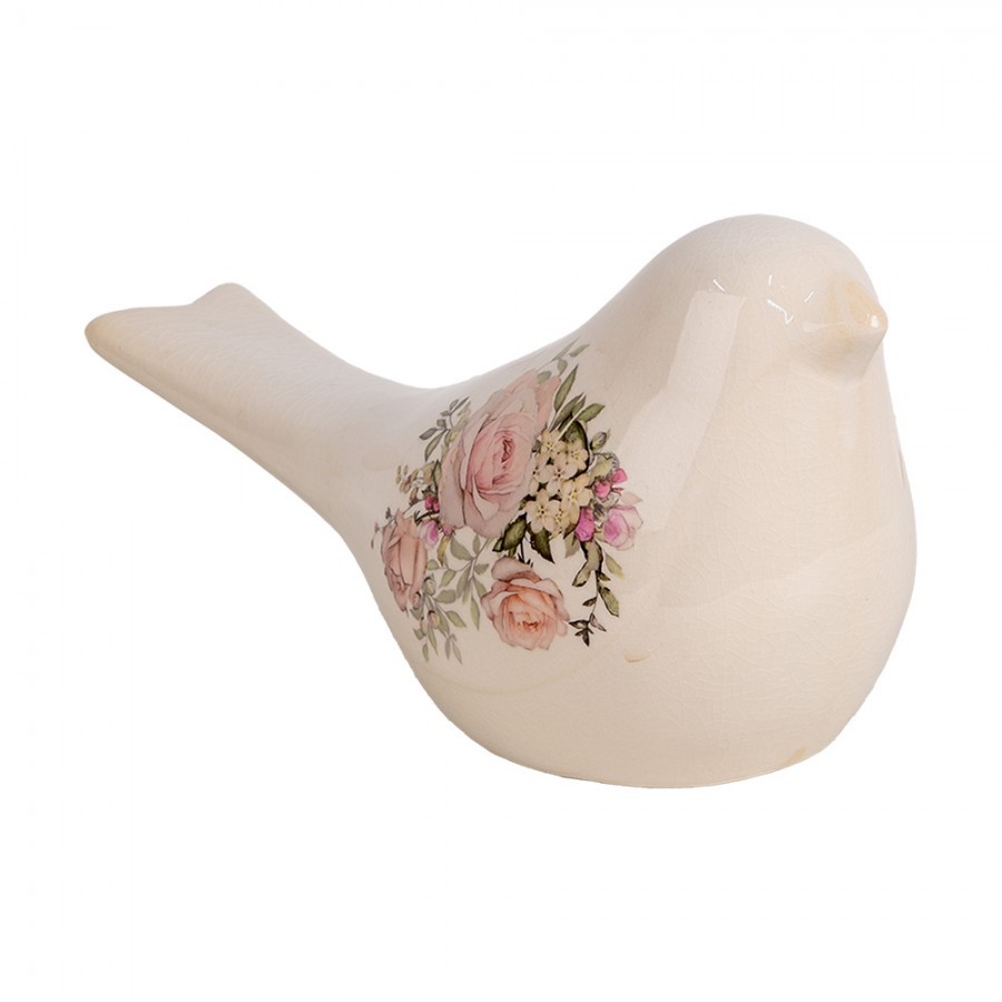 Béžová keramická dekorace ptáček s růžemi Rosien L - 25*10*13 cm Clayre & Eef Béžová keramická dekorace ptáček s růžemi Rosien L - 25*10*13 cm Clayre & Eef