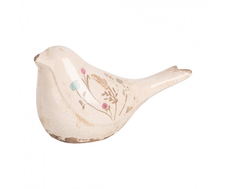Keramická dekorace ptáček s kvítky Floral Cartoon M - 22*9*12 cm Clayre & Eef