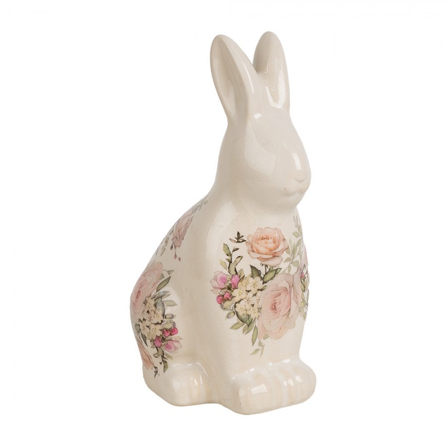 Béžová keramická dekorace králík s růžemi Rosien M - 13*10*22 cm Clayre & Eef Béžová keramická dekorace králík s růžemi Rosien M - 13*10*22 cm Clayre & Eef
