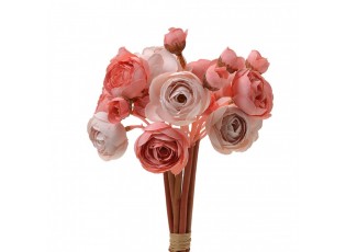 Dekorace umělá květina s růžovými květy Ranunculus - Ø 10*27 cm