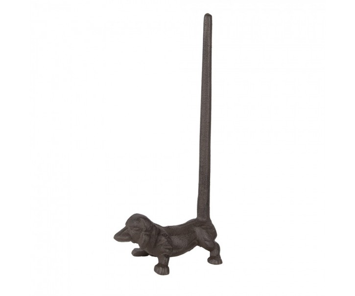 Hnědý litinový stojan na kuchyňské utěrky s jezevčíkem - 14*8*30 cm Clayre & Eef