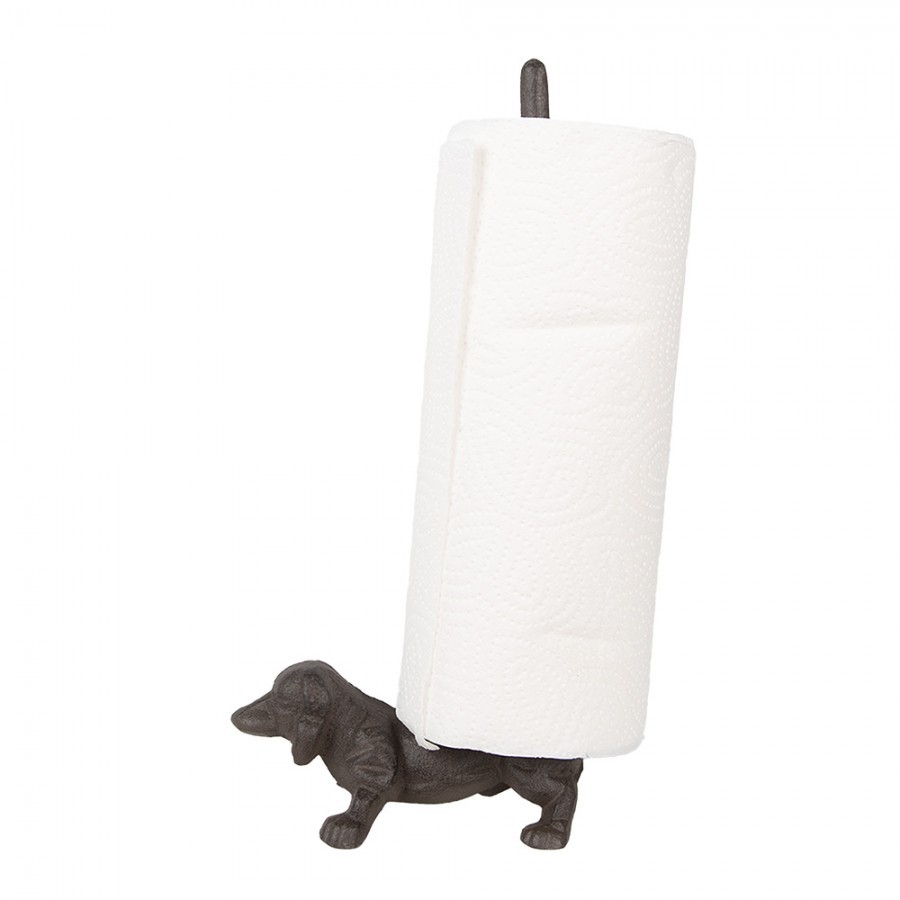 Hnědý litinový stojan na kuchyňské utěrky s jezevčíkem - 14*8*30 cm Clayre & Eef Hnědý litinový stojan na kuchyňské utěrky s jezevčíkem - 14*8*30 cm Clayre & Eef